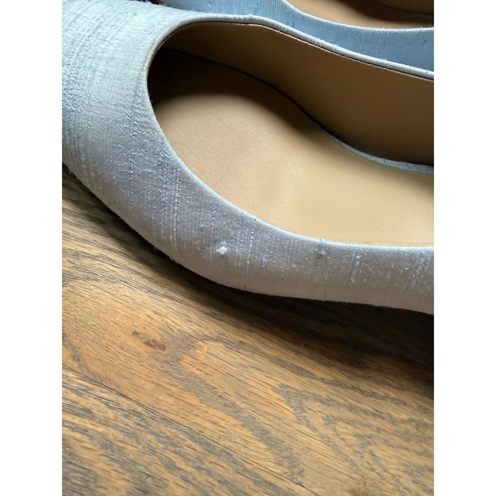 Badgley Mischka Light Blue Textured Fabric Slingback Block Heel Pumps Size 8 - Picture 5 of 9